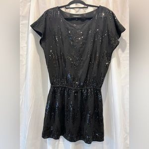 Express Sequined Mini Dress Loose Fit Top Black Size M